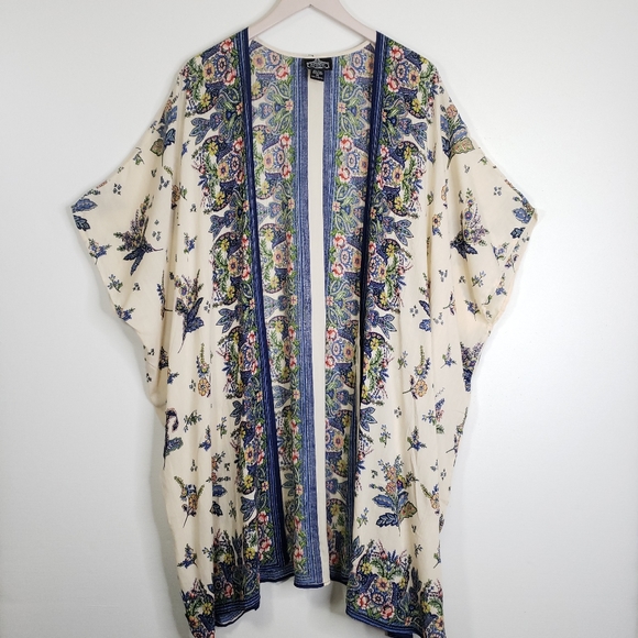 ANGIE NWOT Floral Garden Long Kimono Top M - Picture 3 of 5